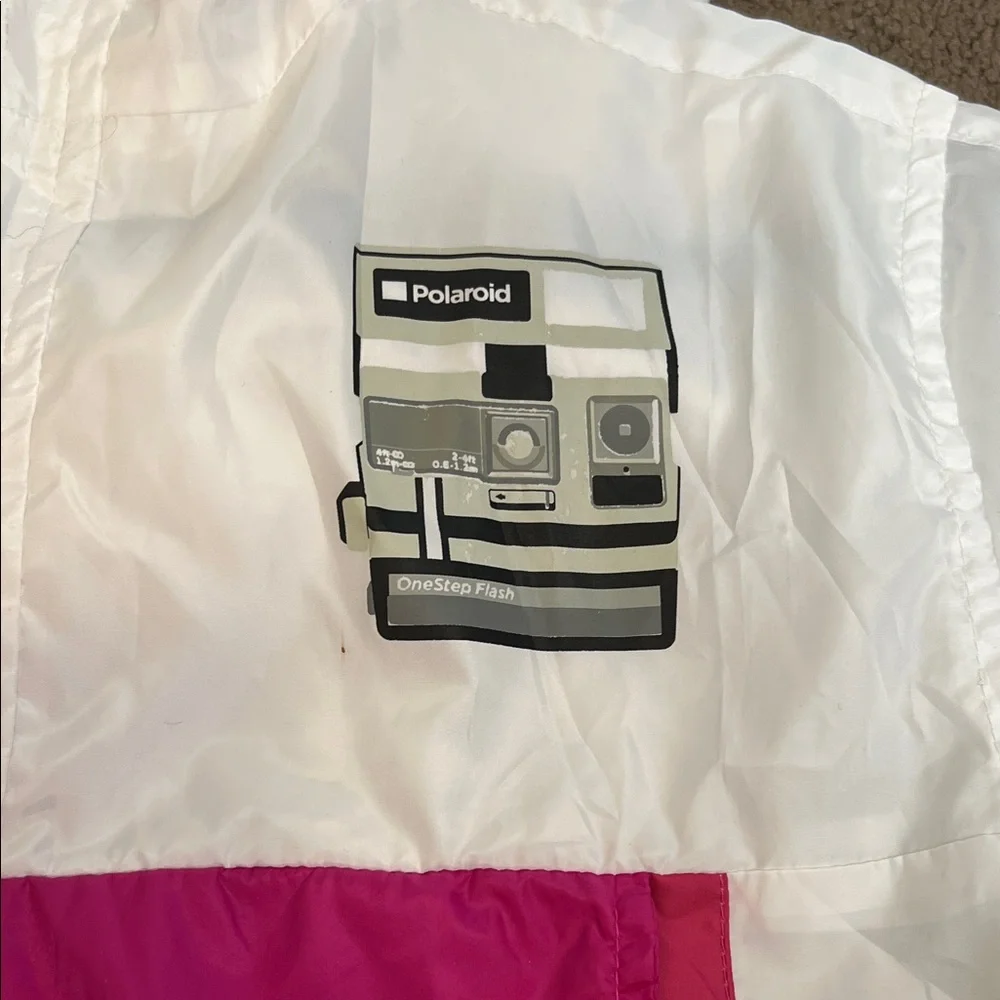Polaroid White rain hoodie with Rainbow Accents NWoT size L - Picture 5 of 10